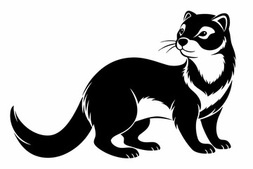 ferret silhouette line art vector illustration with a white background