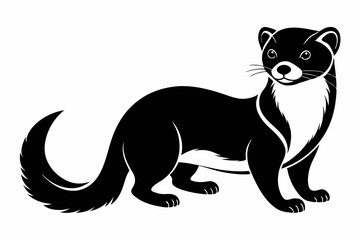 ferret silhouette line art vector illustration with a white background