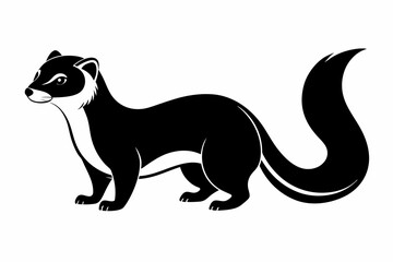 ferret silhouette line art vector illustration with a white background