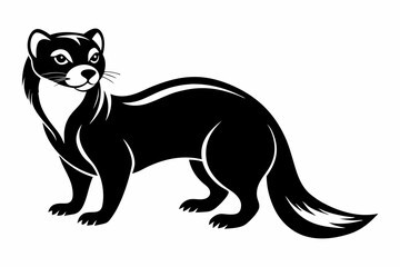 ferret silhouette line art vector illustration with a white background