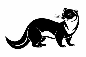 ferret silhouette line art vector illustration with a white background
