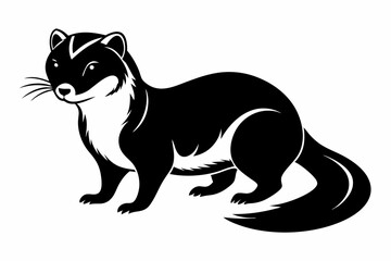 ferret silhouette line art vector illustration with a white background