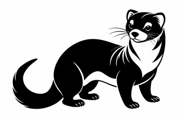 ferret silhouette line art vector illustration with a white background