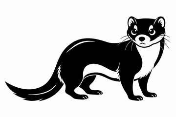 ferret silhouette line art vector illustration with a white background