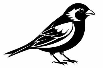finch bird silhouette line art vector illustration with a white background