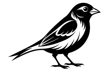 finch bird silhouette line art vector illustration with a white background