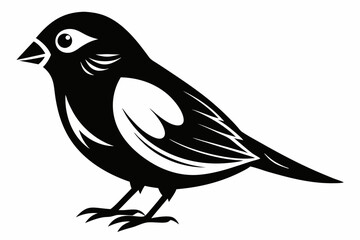 finch bird silhouette line art vector illustration with a white background