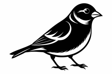 finch bird silhouette line art vector illustration with a white background