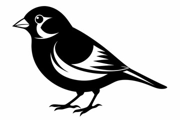 finch bird silhouette line art vector illustration with a white background