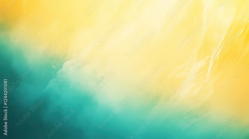 Poster fluid abstract background with dynamic yellow and turquoise waves for modern design projects