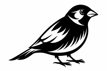 finch bird silhouette line art vector illustration with a white background