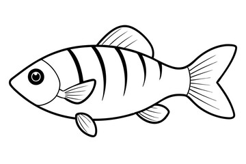 fish silhouette line art vector illustration with a white background