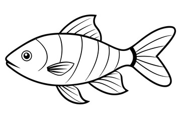 fish silhouette line art vector illustration with a white background