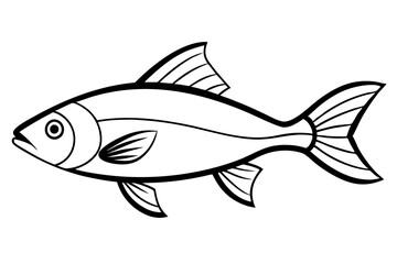 fish silhouette line art vector illustration with a white background
