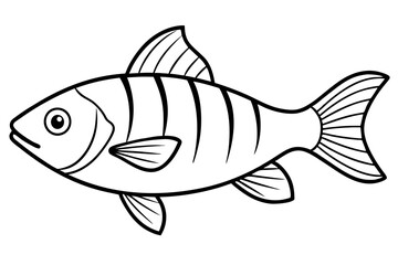 fish silhouette line art vector illustration with a white background