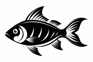 fish silhouette line art vector illustration with a white background