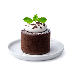 Chocolate Souffle delicious dessert isolated on white background	