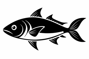 fish silhouette line art vector illustration with a white background