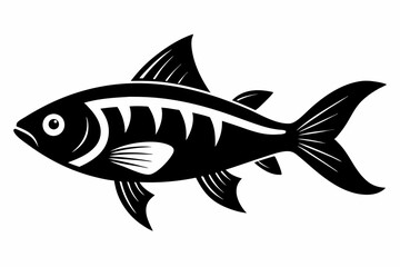 fish silhouette line art vector illustration with a white background