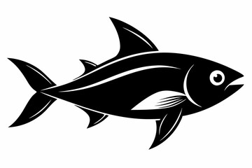 fish silhouette line art vector illustration with a white background