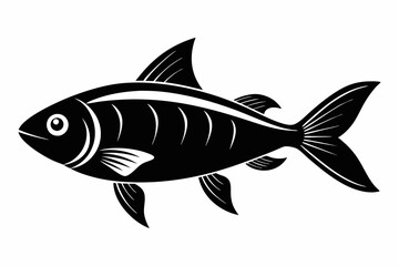 fish silhouette line art vector illustration with a white background