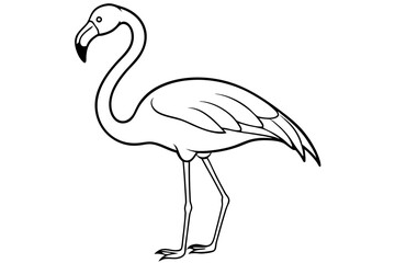 flamingo silhouette line art vector illustration with a white background