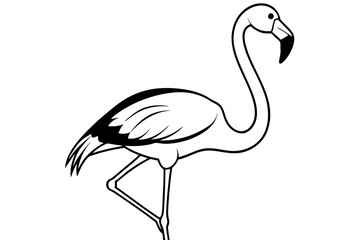 flamingo silhouette line art vector illustration with a white background