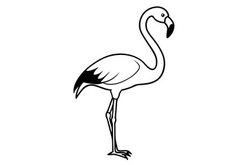 flamingo silhouette line art vector illustration with a white background