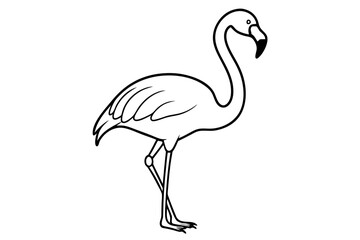 flamingo silhouette line art vector illustration with a white background