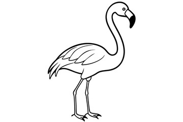 flamingo silhouette line art vector illustration with a white background