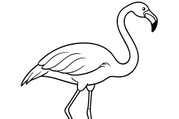 Fototapeta premium flamingo silhouette line art vector illustration with a white background