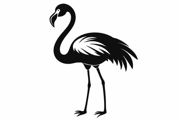 flamingo silhouette line art vector illustration with a white background