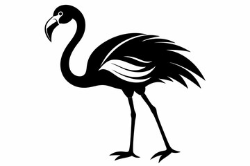 flamingo silhouette line art vector illustration with a white background