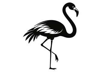 flamingo silhouette line art vector illustration with a white background