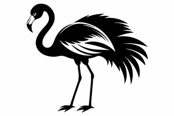 flamingo silhouette line art vector illustration with a white background