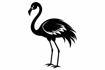 flamingo silhouette line art vector illustration with a white background