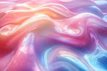 Fototapeta premium Abstract colorful waves resembling flowing liquid or fabric texture.