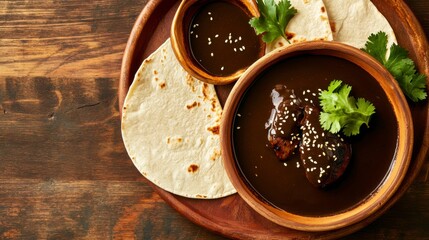 Mouthwatering Mexican Mole Poblano with Warm Tortillas - A Culinary Masterpiece