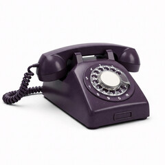 purple Vintage telephone isolated on white background and shadow.