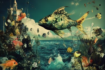 Obraz premium Surreal Dreamscapes with Imaginative Fantasy Elements and Mystical Vibes