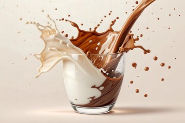 chocolate milk splash isolated on white background
