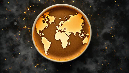 Artistic Latte Art World Map