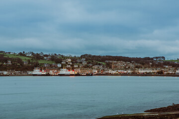 Obraz premium Ferries berthed at Rothesay Port in Isle of Bute on Christmas day