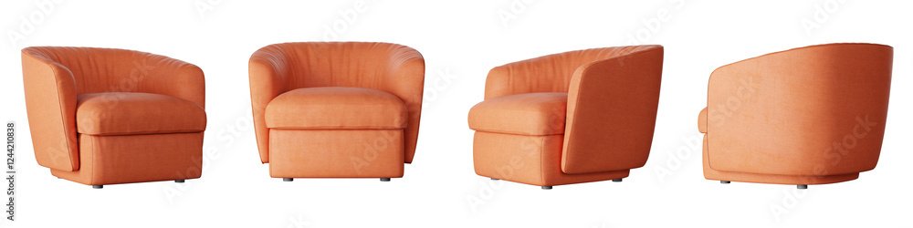 Poster Armchair set isolated on transparent background. 3D render.