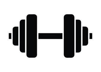 barbell icon, dumbbell silhouette vector illustration 