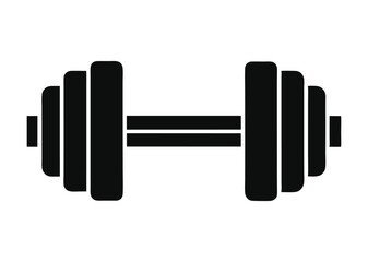 barbell icon, dumbbell silhouette vector illustration 