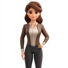 Fototapeta premium Young woman in her twenties, dressed in stylish office attire, isolated on white background