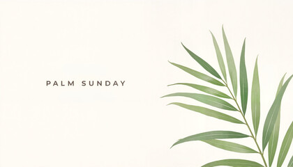 Obraz premium Elegant Palm Sunday card featuring a delicate palm leaf, heartfelt blessings