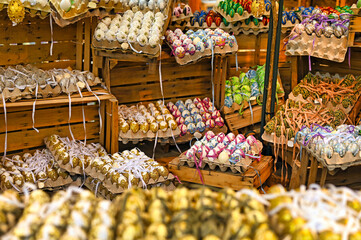 Colorful and painted Easter eggs market in Vienna,Austria