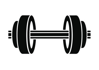 barbell icon, dumbbell silhouette vector illustration 